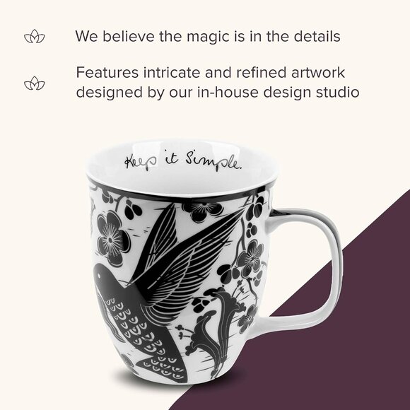 Gifts 16 oz Black and White Boho Mug Hummingbird - Cute Coffee and Tea Mug - Cer - Picture 6 of 8
